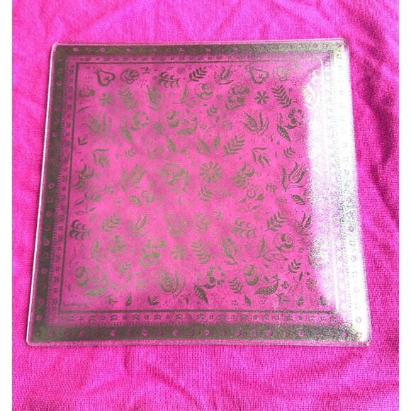 Georges Briard 3 Piece Clear Glass & Gold Plated Decorative Tray Set - Picture 10 of 16